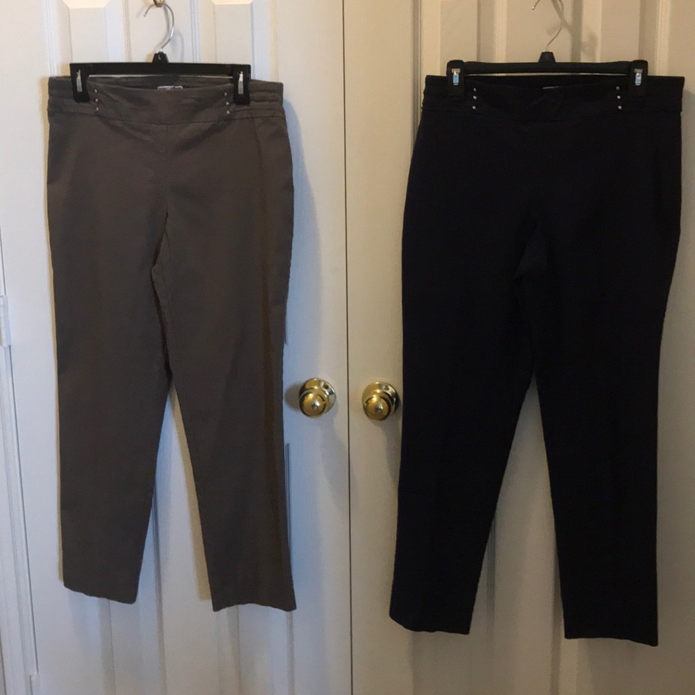 JM Collection Navy pants w/free taupe pair. PL